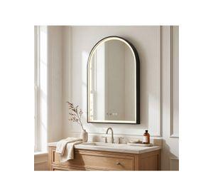 Espejo Marco Melalico Con Luz Led Touch Para Baño 50x70cm Negro