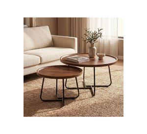 Juego Mesa De Centro Living Vanguardia Madera Nactural