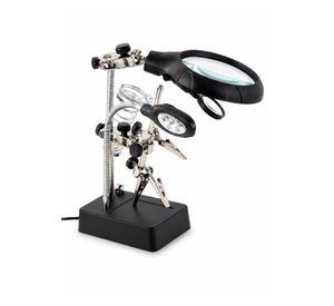 Lupa Brazo Escritorio Soporte Pinza Luz Led Tercera Mano