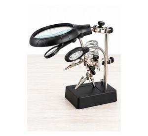 Lupa Brazo Escritorio Soporte Pinza Luz Led Tercera Mano