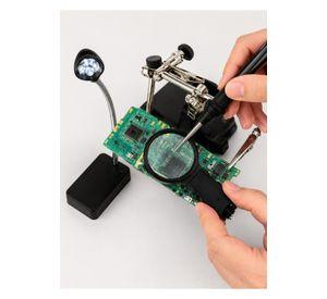 Lupa Brazo Escritorio Soporte Pinza Luz Led Tercera Mano