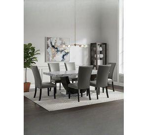 Juego de Comedor 6 Sillas Moderno Moon Mármol Gris D6058