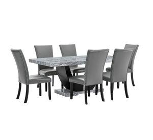 Juego de Comedor 6 Sillas Moderno Moon Mármol Gris D6058