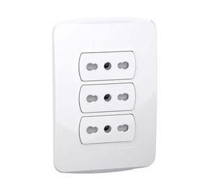 Toma italiana Miluz triple bipasso 10/16A 2P+E blanco
