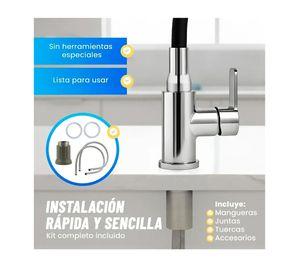 Llave Monomando Grifo De Lavaplatos Cuello Flexible De 360