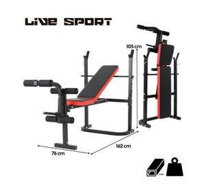 Banca De Pesas Plegable Con Barra y Discos 20kg Live Sport