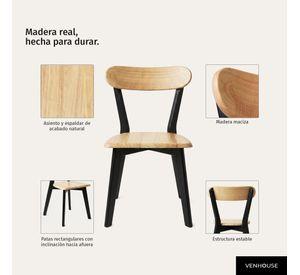 Silla Para Comedor Cocina Madera Moderna Respaldo Curvo Fresno Negra
