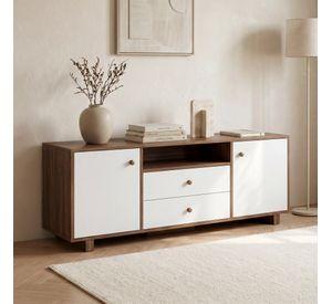 Rack Tv 120x30x58cm 2 Tiras 2 Puerta Melamina Homer Design