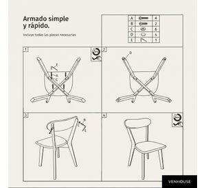 Silla Para Comedor Cocina Madera Moderna Respaldo Curvo Fresno Negra