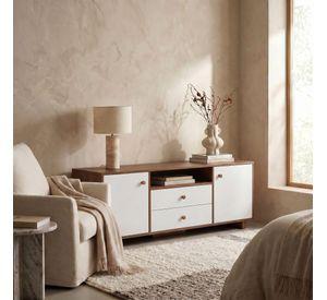 Rack Tv 120x30x58cm 2 Tiras 2 Puerta Melamina Homer Design