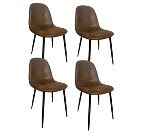 Pack 4 Sillas de Comedor París Ecocuero Vintage con Patas de Metal