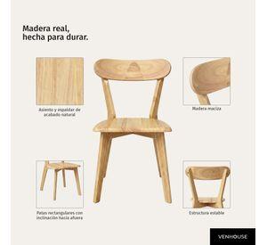 Silla Para Comedor Cocina Madera Moderna Respaldo Curvo Fresno Natural