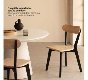 Pack 4 Sillas Para Comedor Cocina Madera Moderna Respaldo Curvo Fresno Negras