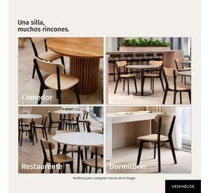 Pack 4 Sillas Para Comedor Cocina Madera Moderna Respaldo Curvo Fresno Negras