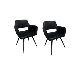 Pack 2 Butacas de Comedor Burgos Ecocuero Vintage con Patas de Metal | Silla Moderna para Living