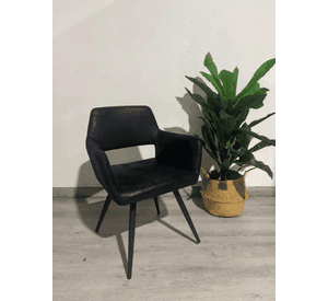 Pack 2 Butacas de Comedor Burgos Ecocuero Vintage con Patas de Metal | Silla Moderna para Living