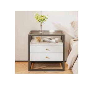 Velador Vanguardia 2 Cajones 50*40*53cm Repisa Vidrio