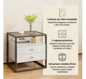Velador Vanguardia 2 Cajones 50*40*53cm Repisa Vidrio
