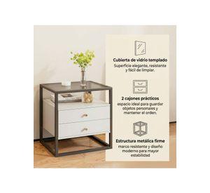 Velador Vanguardia 2 Cajones 50*40*53cm Repisa Vidrio