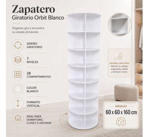 Zapatero Giratorio Orbit Blanco 7 Niveles 28 Compartimientos 60x60x160
