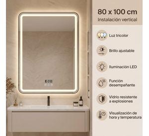 Espejo Inteligente Con Luz Led Tactil Para Baño 80x100cm Transparente