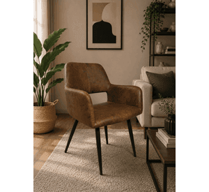 Pack 4 Butacas de Comedor Burgos Ecocuero Vintage con Patas de Metal | Silla Moderna para Living