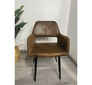Pack 4 Butacas de Comedor Burgos Ecocuero Vintage con Patas de Metal | Silla Moderna para Living