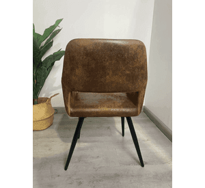 Pack 4 Butacas de Comedor Burgos Ecocuero Vintage con Patas de Metal | Silla Moderna para Living