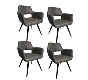 Pack 4 Butacas de Comedor Burgos Ecocuero Vintage con Patas de Metal | Silla Moderna para Living