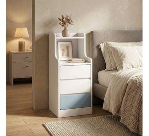 Velador Angosto Con Cajones Tricolor Homer Design 25*34*87cm 30x34x87cm Blanco