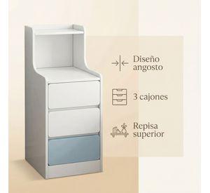 Velador Angosto Con Cajones Tricolor Homer Design 25*34*87cm 30x34x87cm Blanco