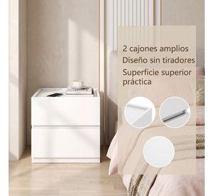 Velador Vanguardia Combinable 2 Cajones 45x47x34cm Melamina Mate Balnco Entero