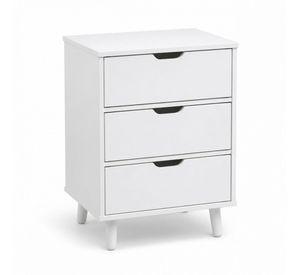 Velador Mari 3 Cajones Blanco Moderno para Dormitorio