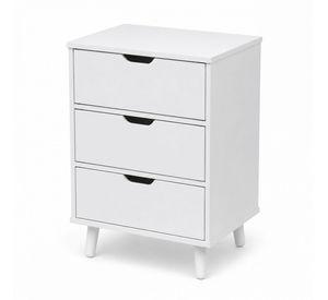Velador Mari 3 Cajones Blanco Moderno para Dormitorio