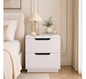 Velador 2 Niveles Con 2 Cajones Homer Design 40*34*48 Mate Blanco