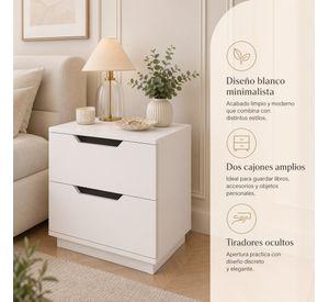 Velador 2 Niveles Con 2 Cajones Homer Design 40*34*48 Mate Blanco