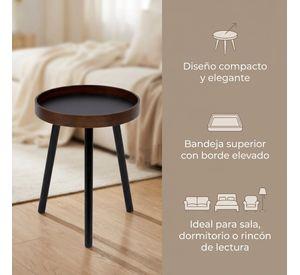 Mesa Lateral Homer Design Redonda Acero 40x45cm Melamina
