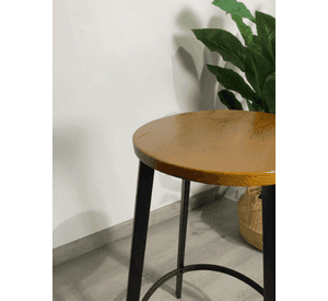 Taburete de Bar Industrial 75 cm Madera y Metal Piso Alto para Barra Cocina y Quincho Elipse