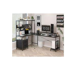 Escritorio Homeoffice Esquinero Convertible Con Estantería Negro