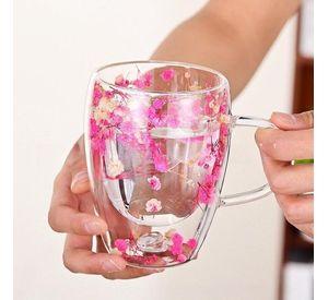 TAZAS DOBLE PARED CON FLORES ETERNAS 350ML 12cm * 8 cm