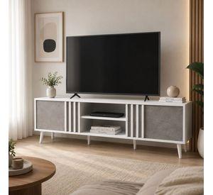 Rack para Televisor Lux 180 cm Blanco y Gris Estilo Moderno