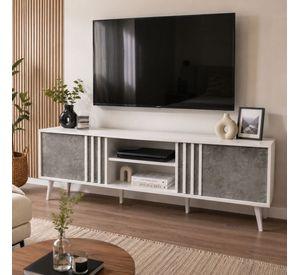 Rack para Televisor Lux 180 cm Blanco y Gris Estilo Moderno