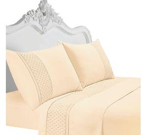 Juego de Sabanas 180 Hilos Broderie Beige King