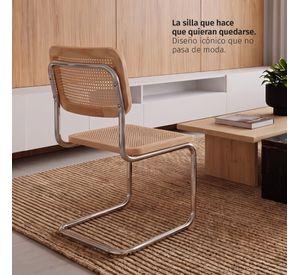 Pack 2 Sillas Para Comedor Cocina Ratán Madera Moderna Respaldo Breuer Naturales