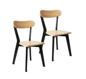 Pack 2 Sillas Para Comedor Cocina Madera Moderna Respaldo Curvo Fresno Negras