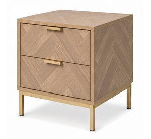 Velador Cilius Estilo Moderno Marrón Claro con Estructura Metálica y 2 Cajones