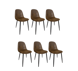 Pack 6 Sillas de Comedor París Ecocuero Vintage con Patas de Metal