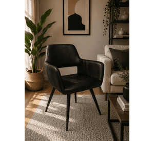 Butaca de Comedor Burgos Ecocuero Vintage con Patas de Metal | Silla Moderna para Living
