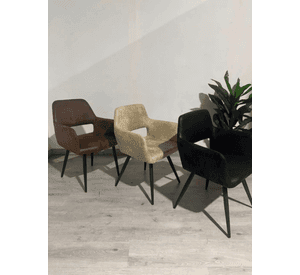 Butaca de Comedor Burgos Ecocuero Vintage con Patas de Metal | Silla Moderna para Living