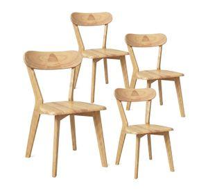 Pack 4 Sillas Para Comedor Cocina Madera Moderna Respaldo Curvo Fresno Naturales